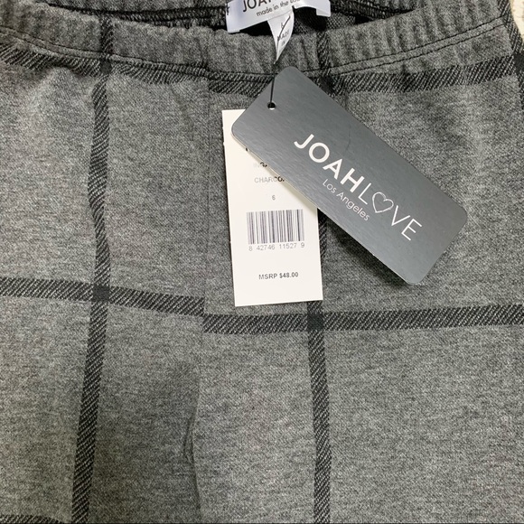 NWT Joah Love Inga plaid leggings charcoal size 6 - Picture 2 of 3